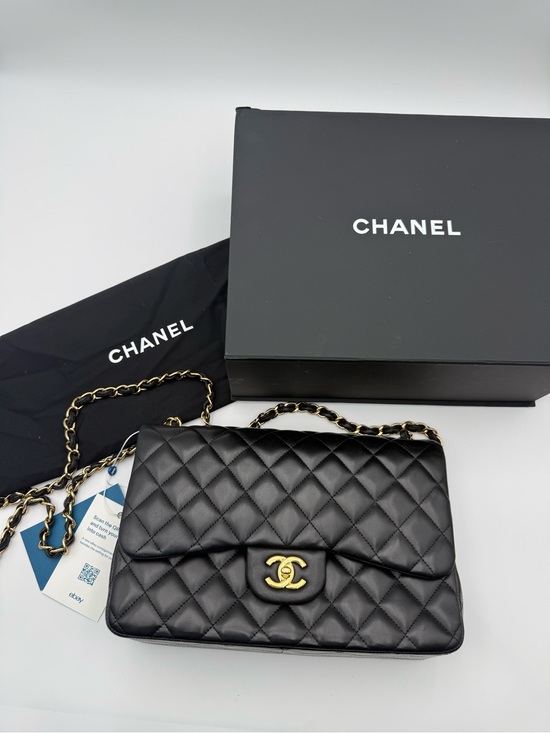 CHANEL Handbags - CHANEL Black Classic Double Flap Jumbo in Lambskin